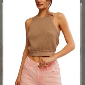 We The Free  seamless high-neck waffle-knit crop tank top Free People Size S